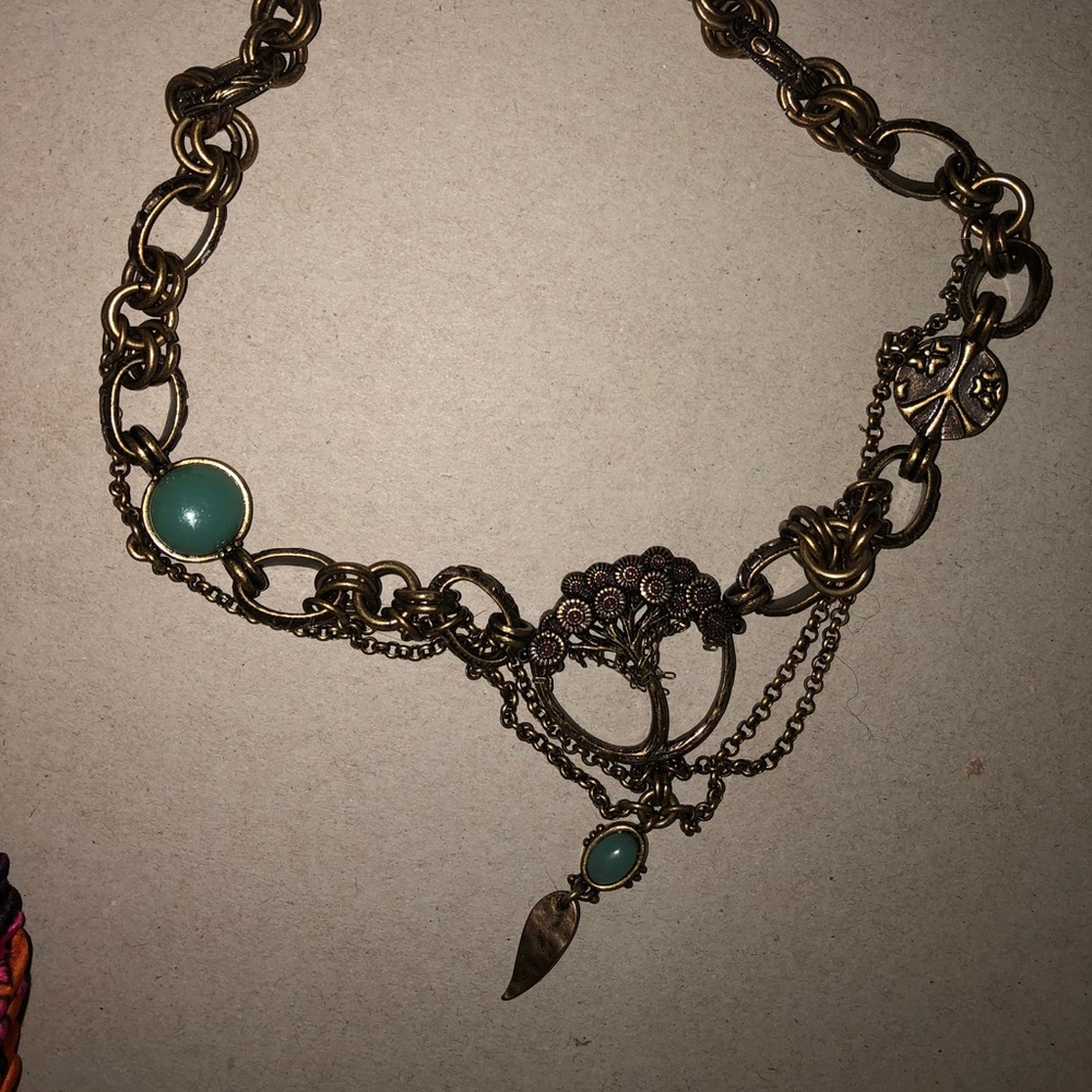Fossil Teal Gem Tree Choker